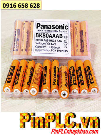 Panasonic BK80AAAB, Pin sạc 1.2v AAA750mAh Panasonic BK80AAAB chính hãng (Box 10 viên)